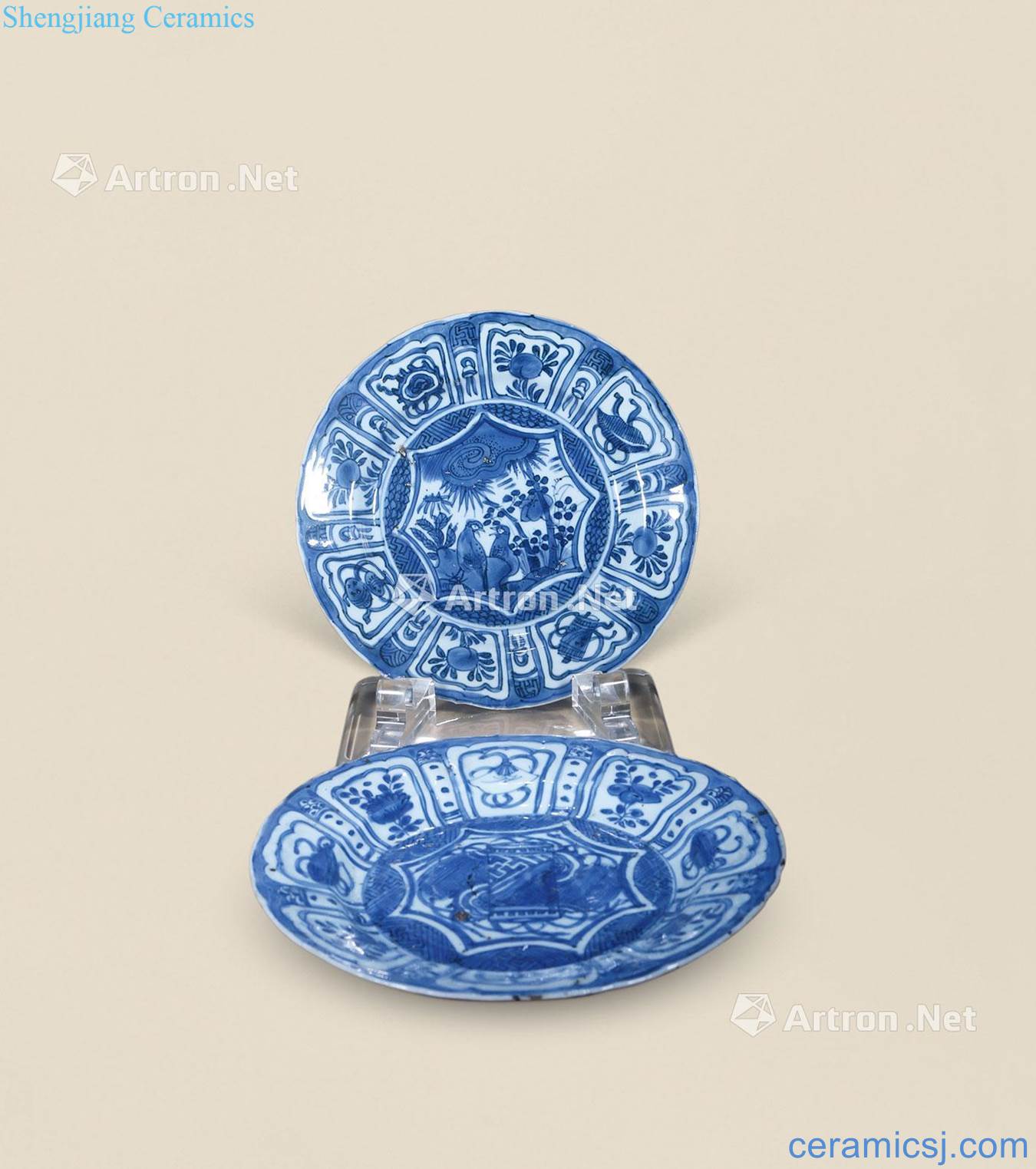 Ming wanli Blue and white flower tray (a)
