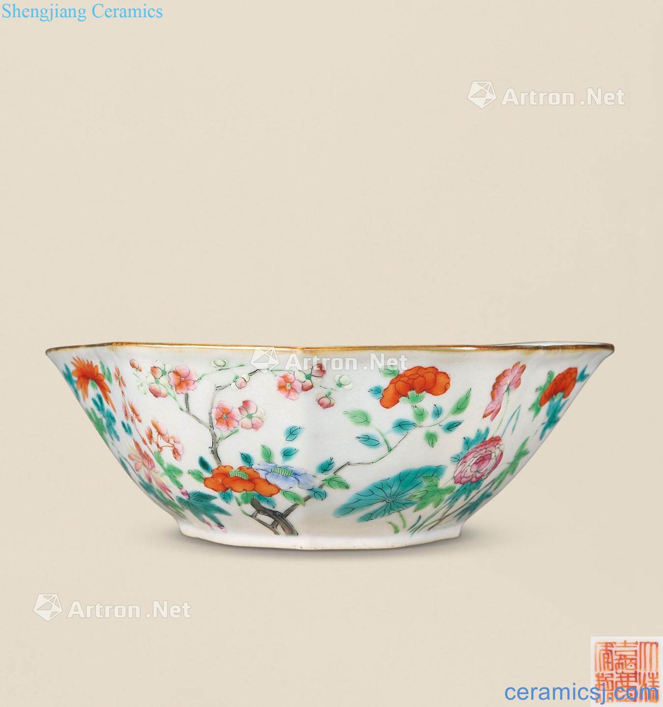 Qing jiaqing famille rose flower narcissus basin