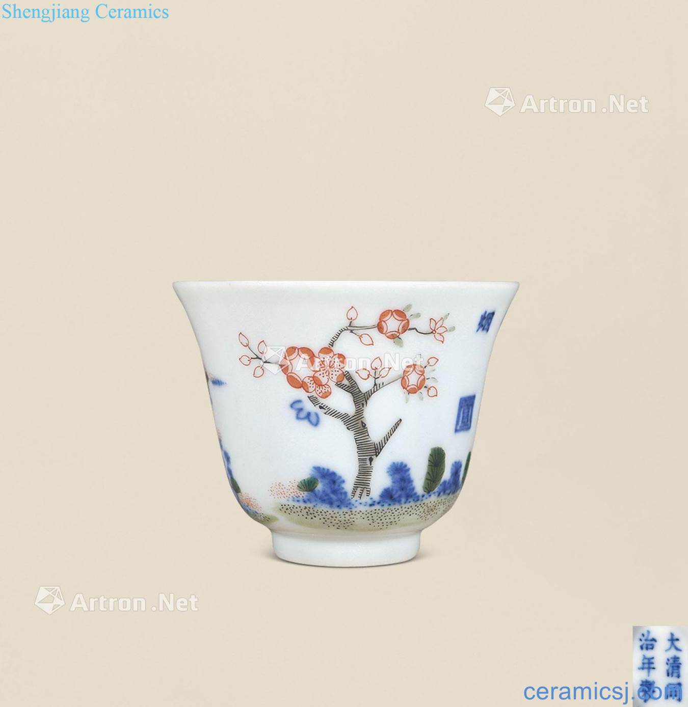 dajing Blue and white color poetry cup