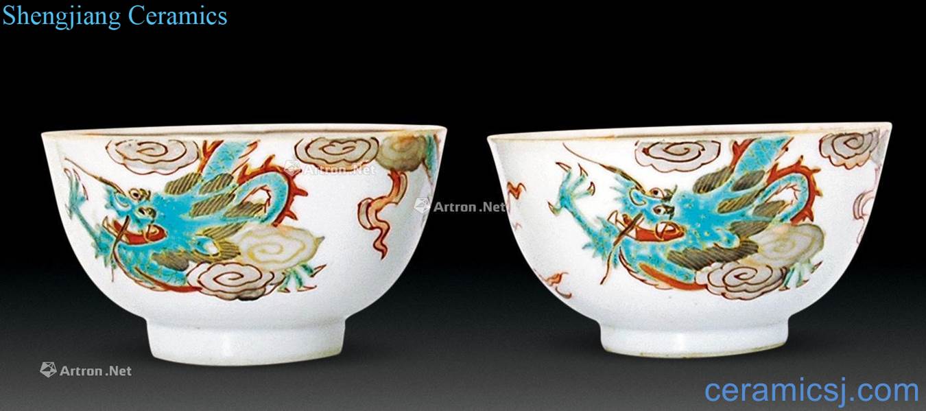 Qing qianlong pastel yunlong small bowl