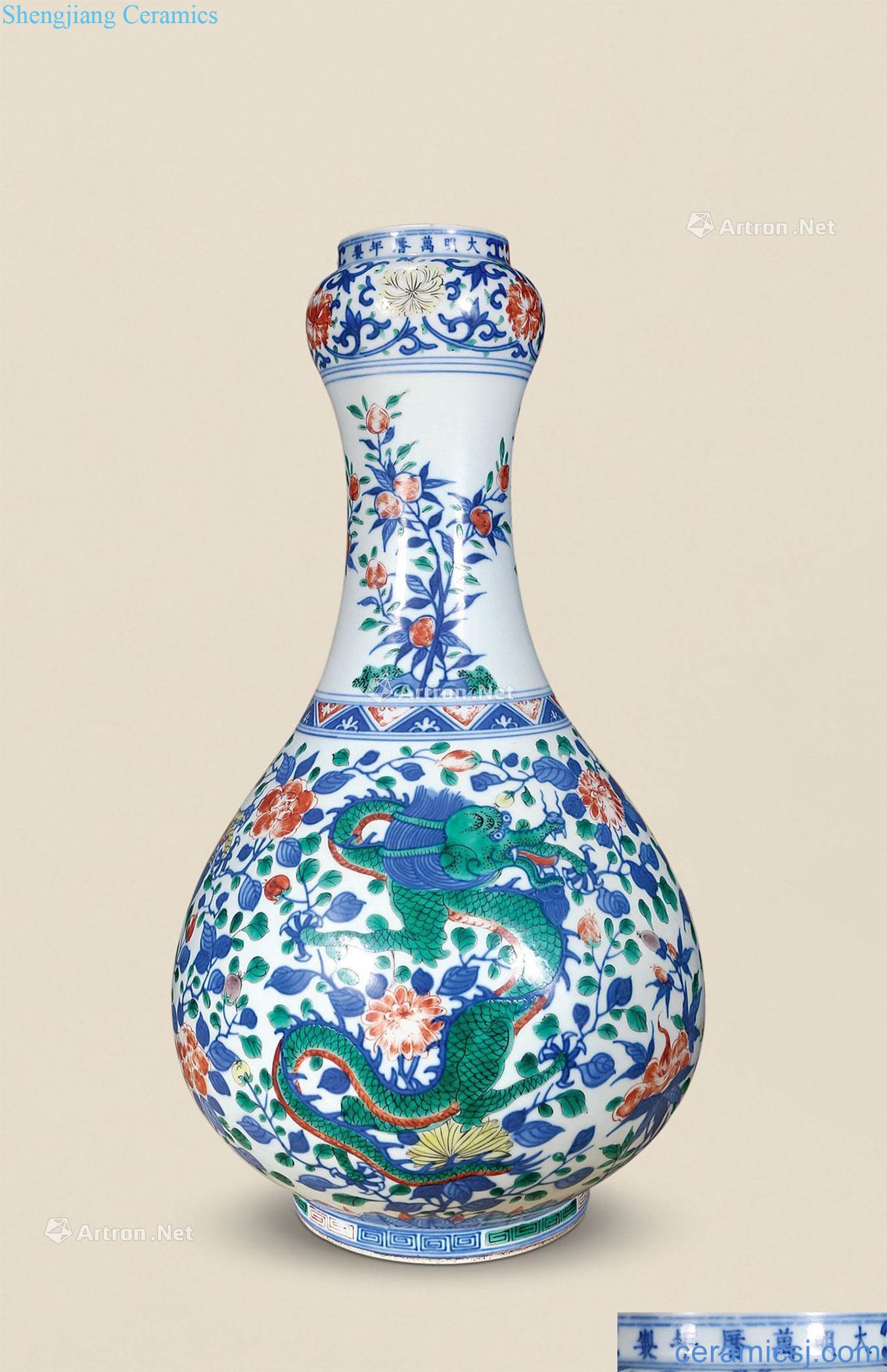 Qing guangxu Five dragon wear pattern garlic bottle