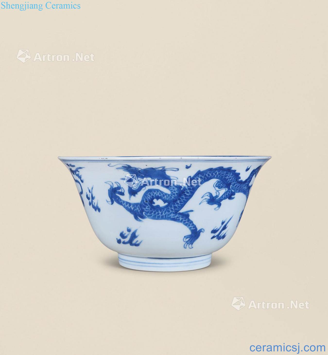The qing emperor kangxi Blue and white fish dragon bowl