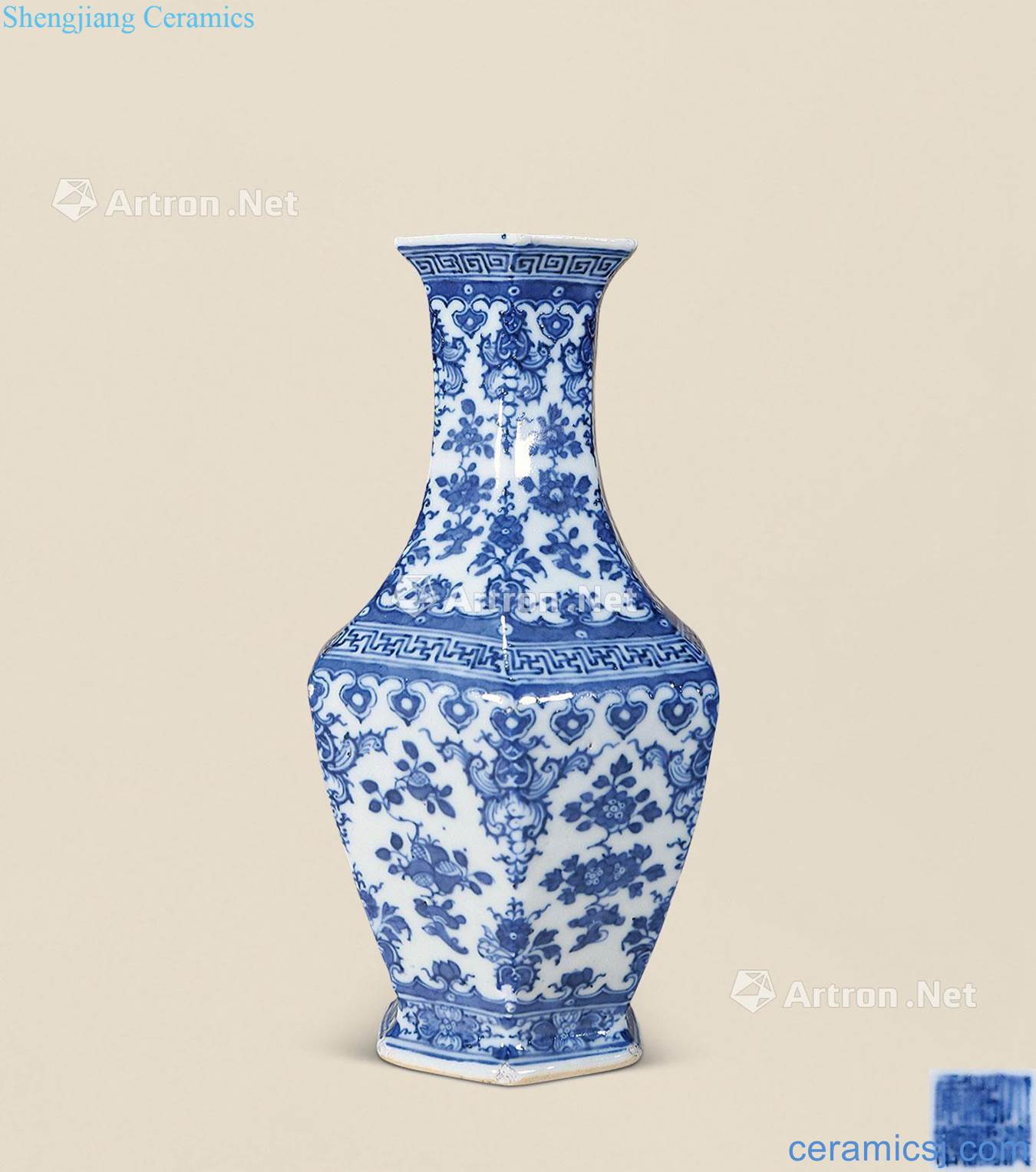 Qing guangxu Blue and white flower vase