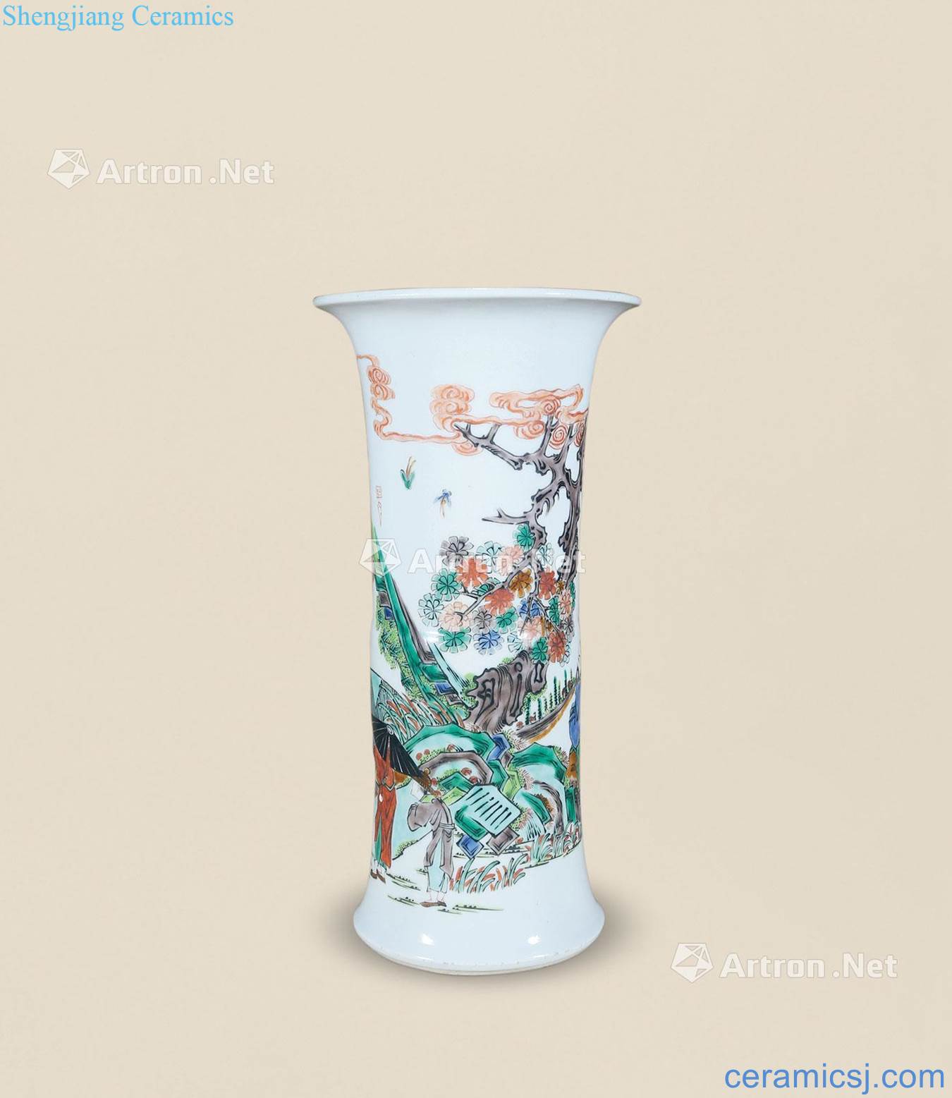 Qing guangxu Flower vase with colorful characters story