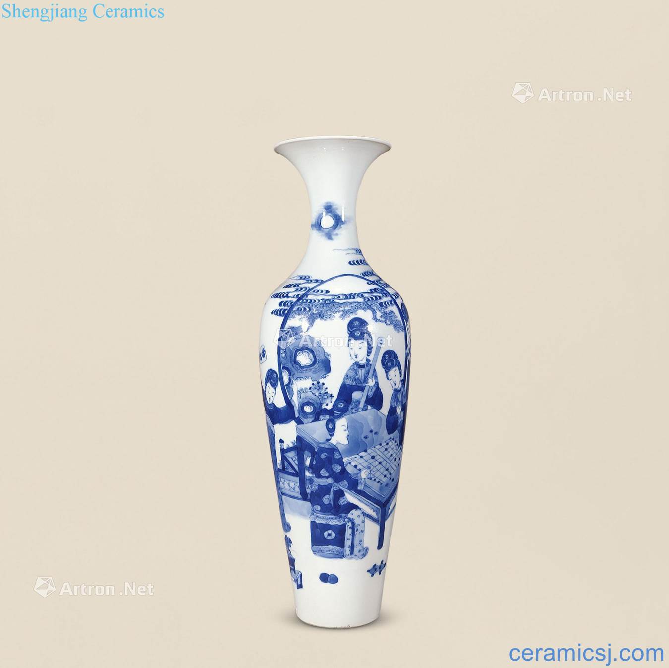 Qing guangxu Blue and white traditional Chinese grain willow bottles