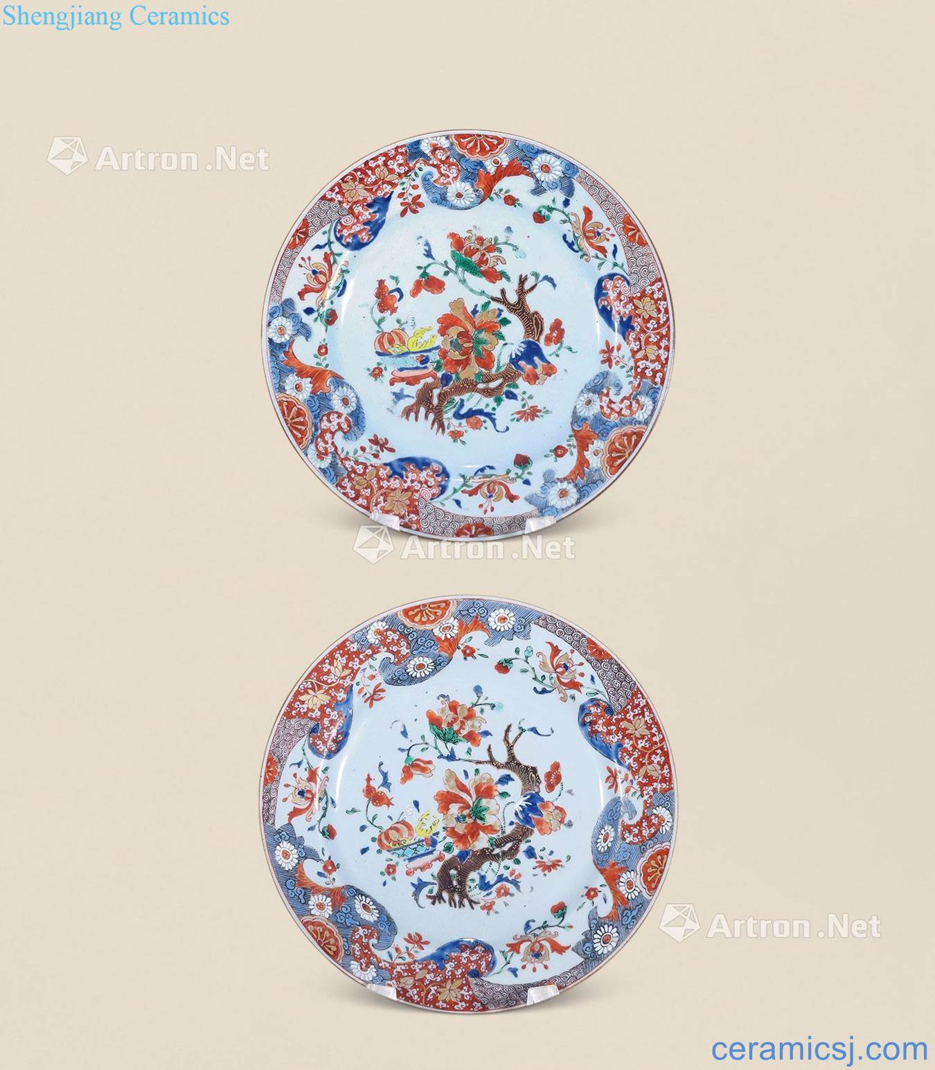 Qing qianlong pastel colour flower tray (a)