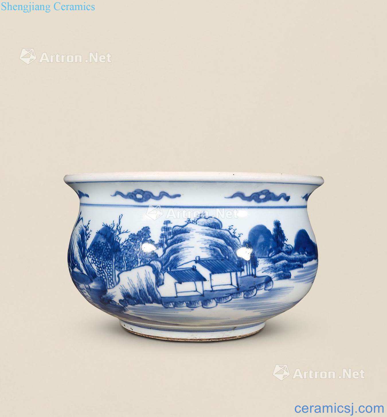 qing Blue and white landscape WenXiangLu