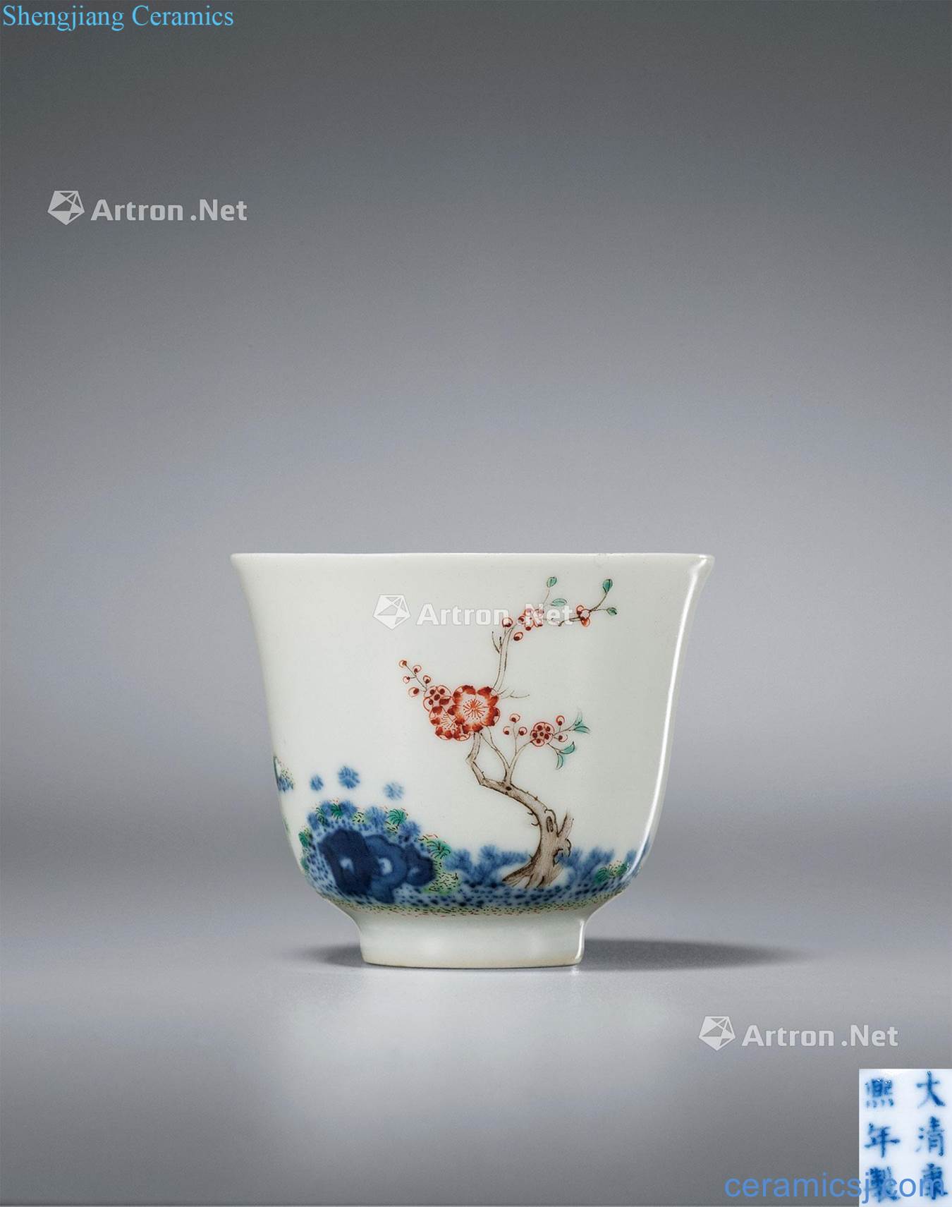 In late qing dynasty Colorful flora cup