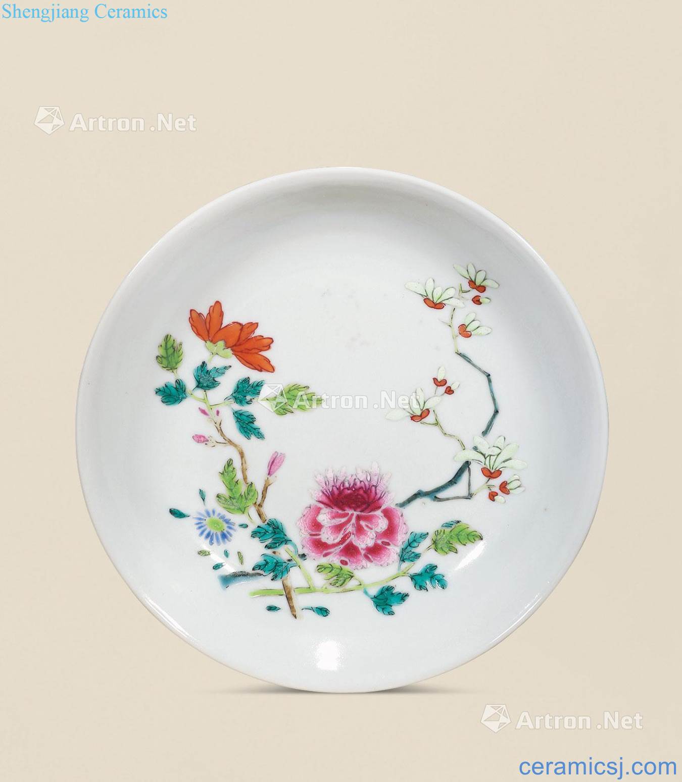 Qing yongzheng pastel flowers tray