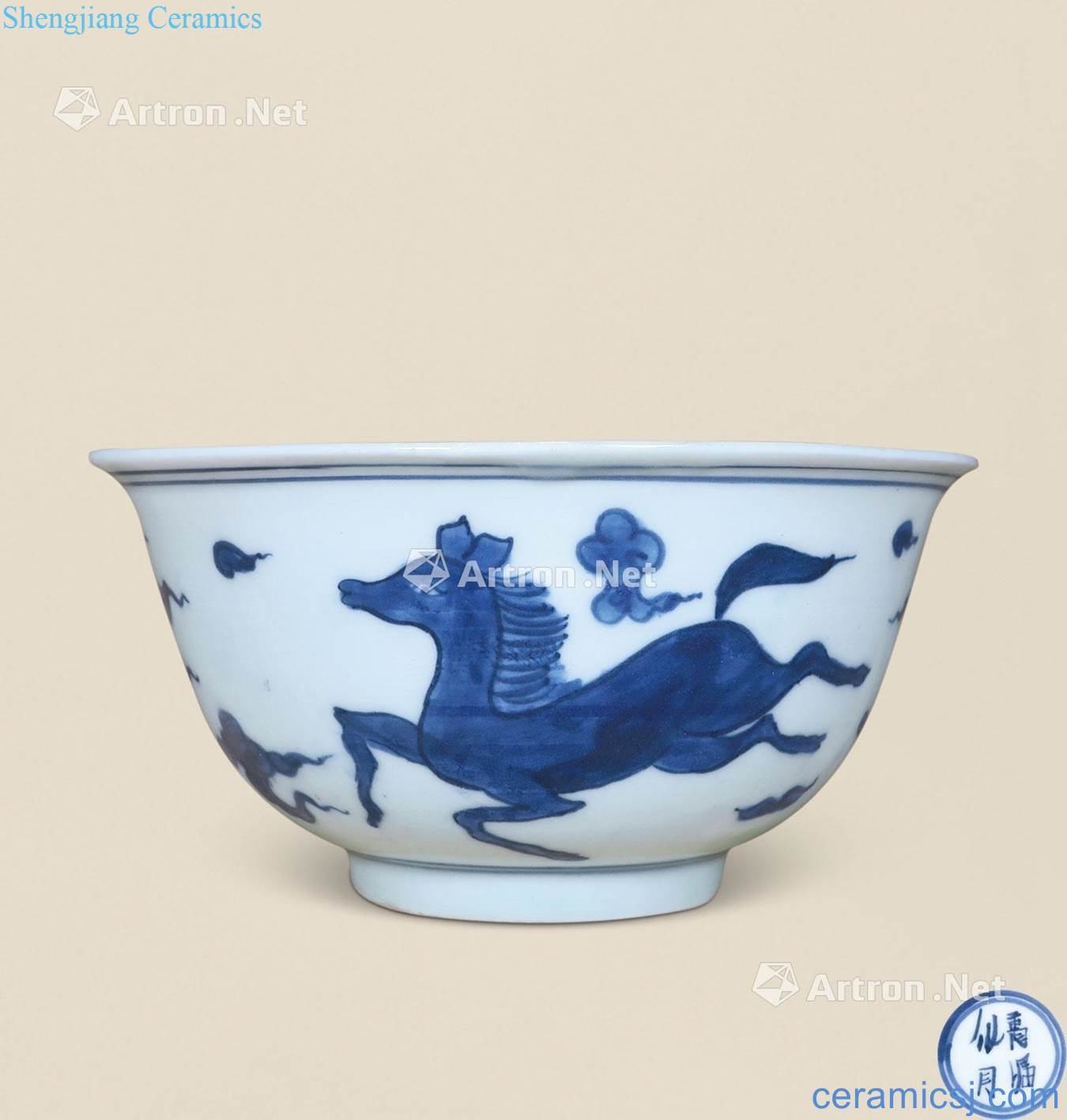Ming wanli Blue and white horse green-splashed bowls