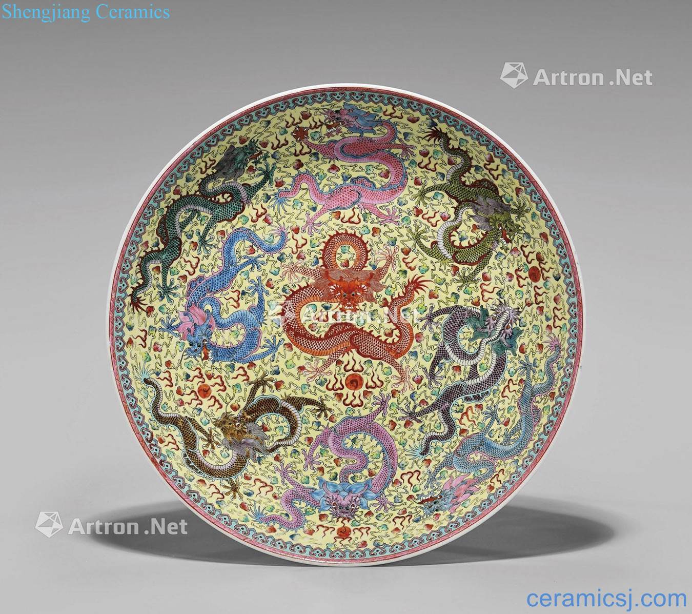 In the 19th century Imitation antique famille rose porcelain dish the reign of qianlong