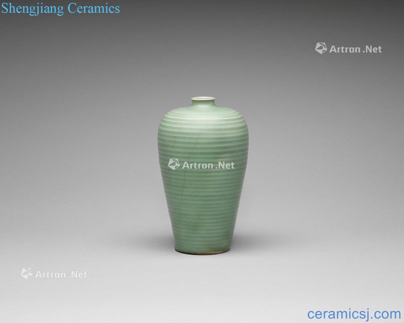 The southern song dynasty in the thirteenth century Longquan green glaze bowstring grain mei bottle