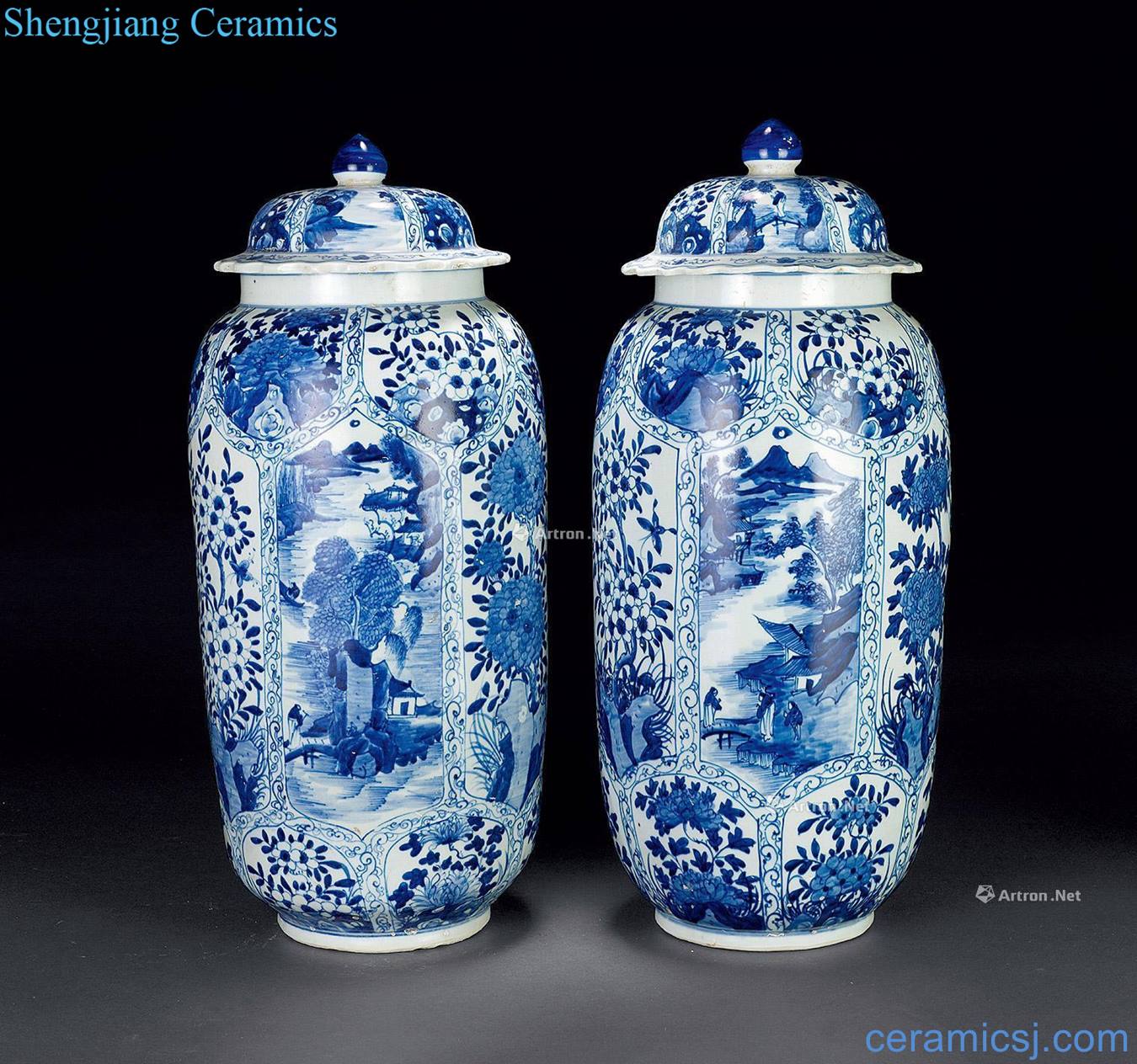 Medallion landscape character flower zhuang canister (a)