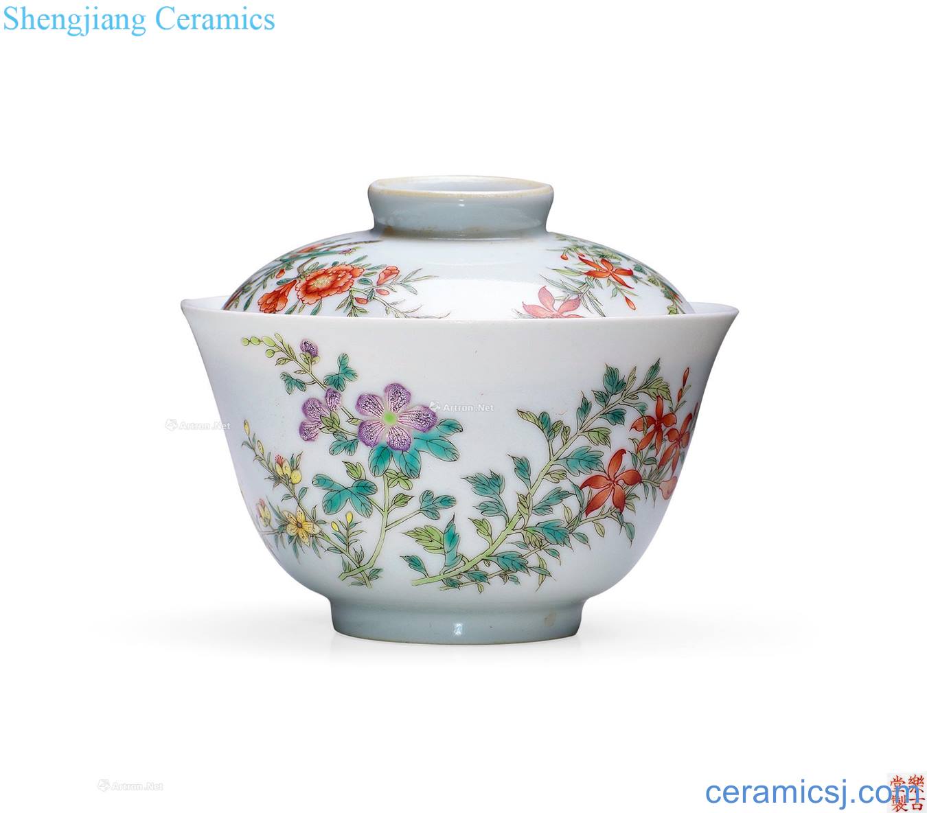 Clear pastel flowers tureen
