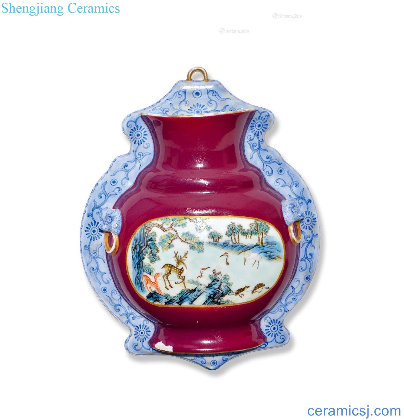 Qing qianlong pastel medallion "LuHe with spring" wall of bottles