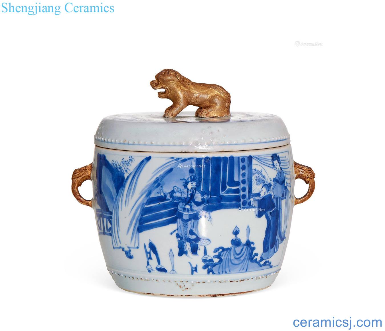 The qing emperor kangxi Blue and white porridge pot
