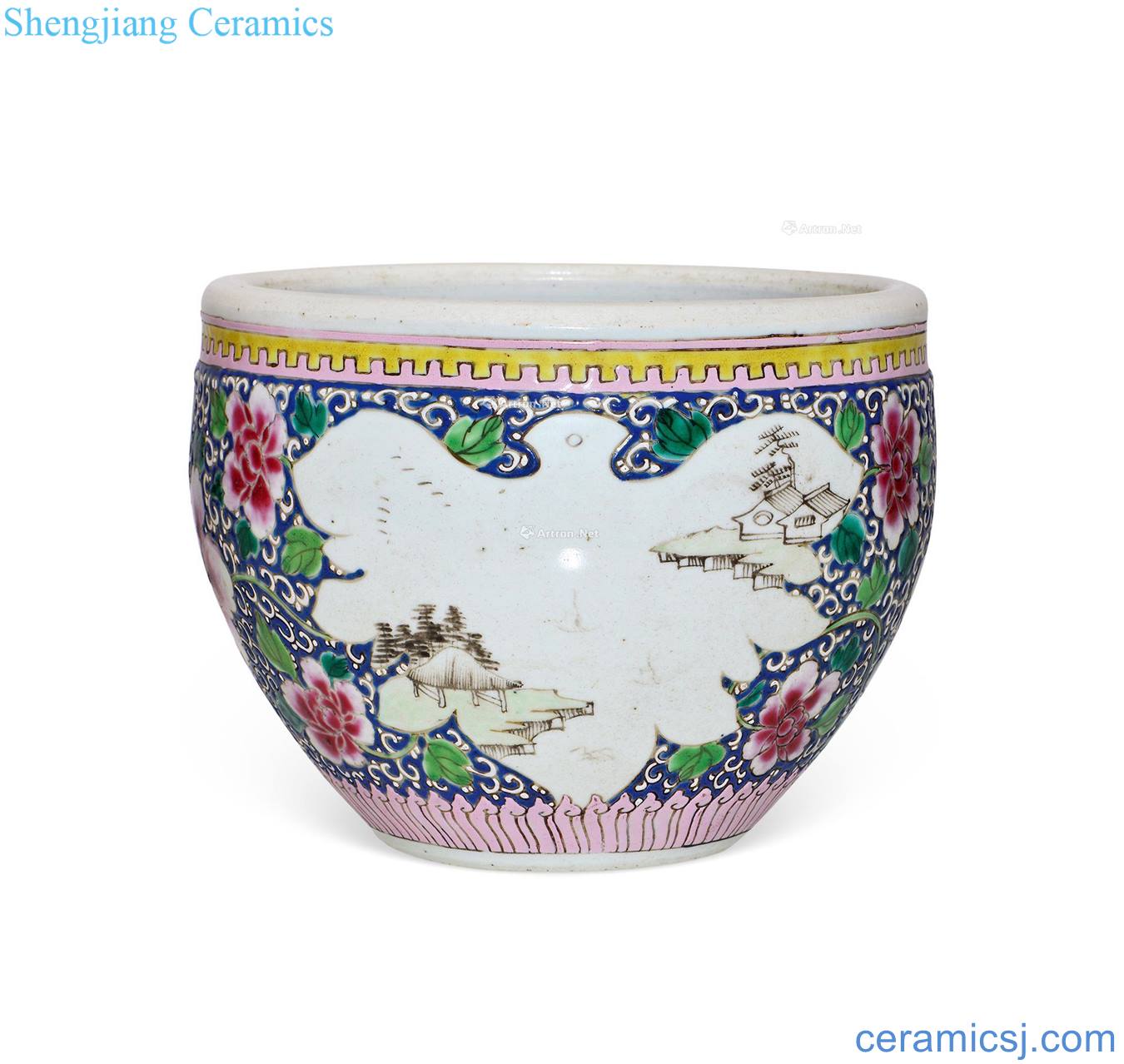 Qing yongzheng pastel medallion flowers cylinder volume