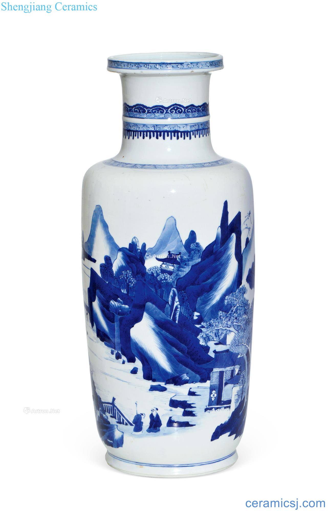The qing emperor kangxi Blue and white landscape characters were bottles