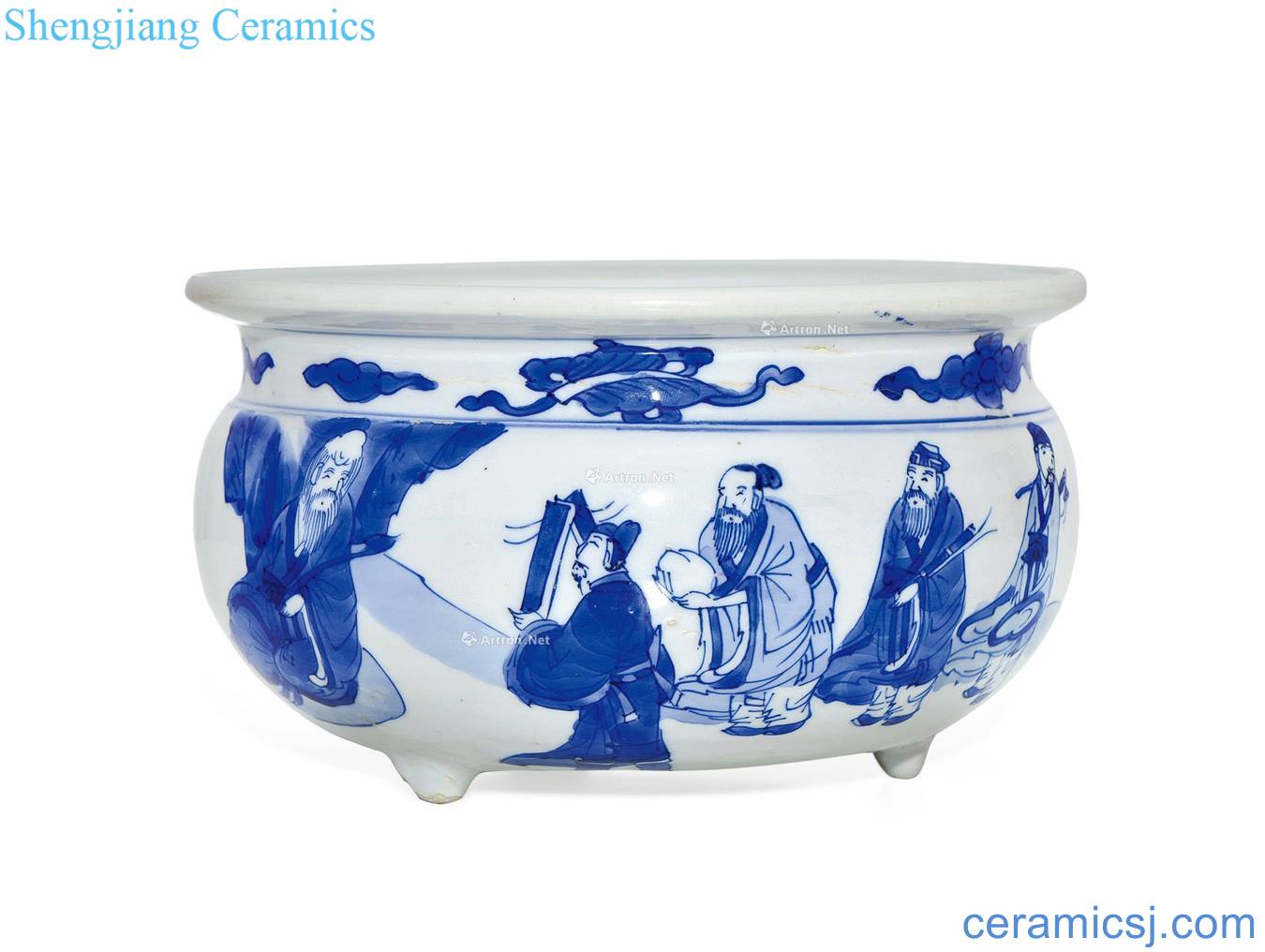 The qing emperor kangxi Blue and white the eight immortals censer