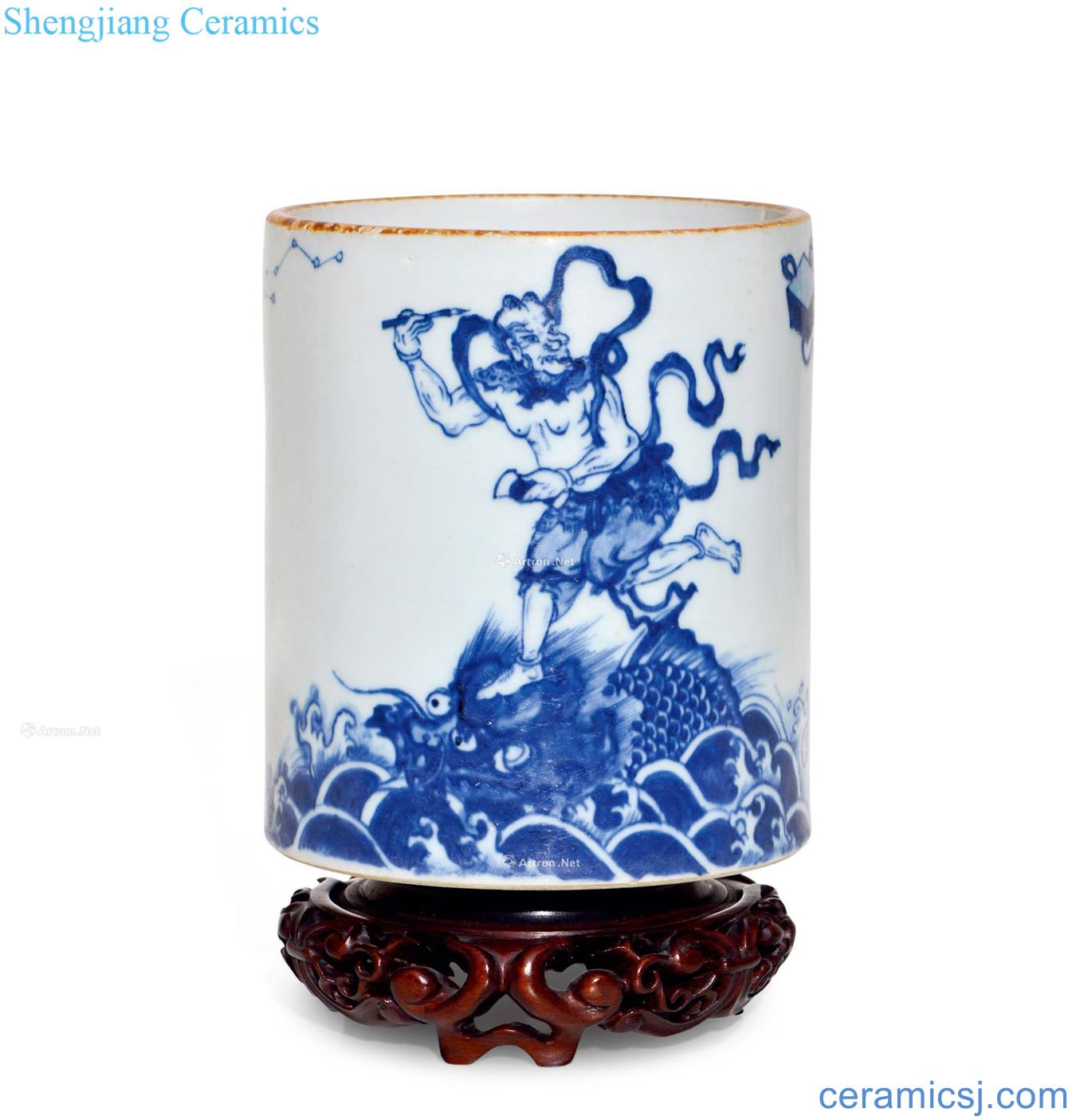 The qing emperor kangxi porcelain kuixing bucket pen container