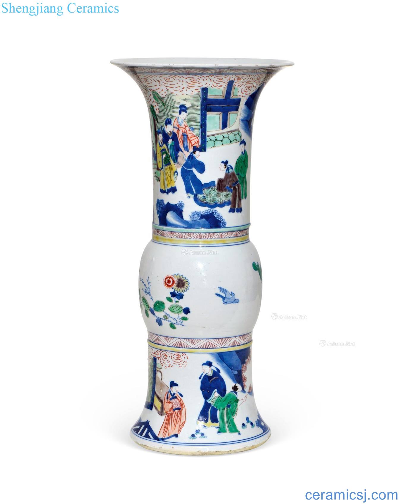 Qing guangxu Flower vase with colorful characters