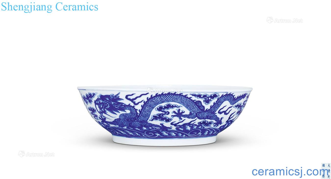 Qing guangxu Blue sea dragon bowls