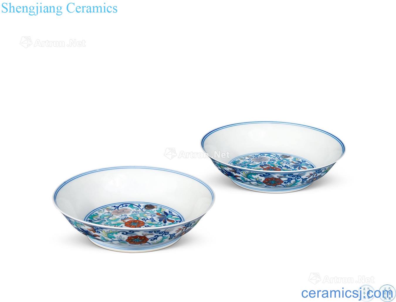 Qing yongzheng bucket colors branch pattern plate (a)