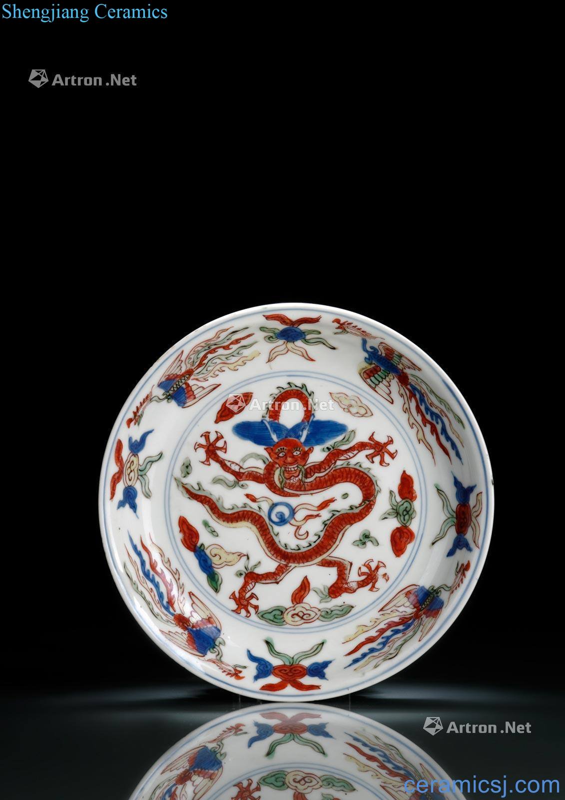 Ming wanli Colorful longfeng palace grain disc