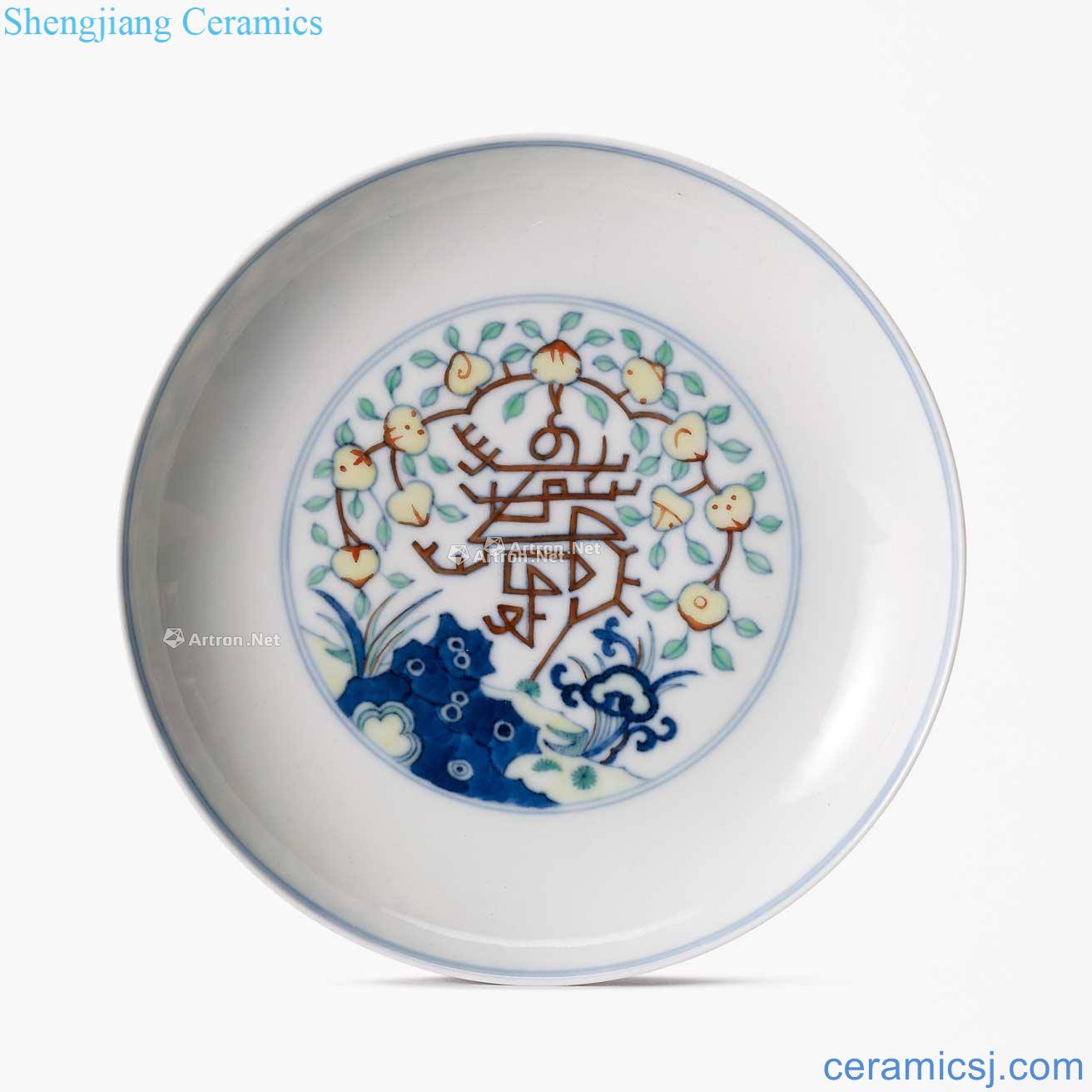 Qing qianlong bucket color of ganoderma lucidum peach green-splashed bowls