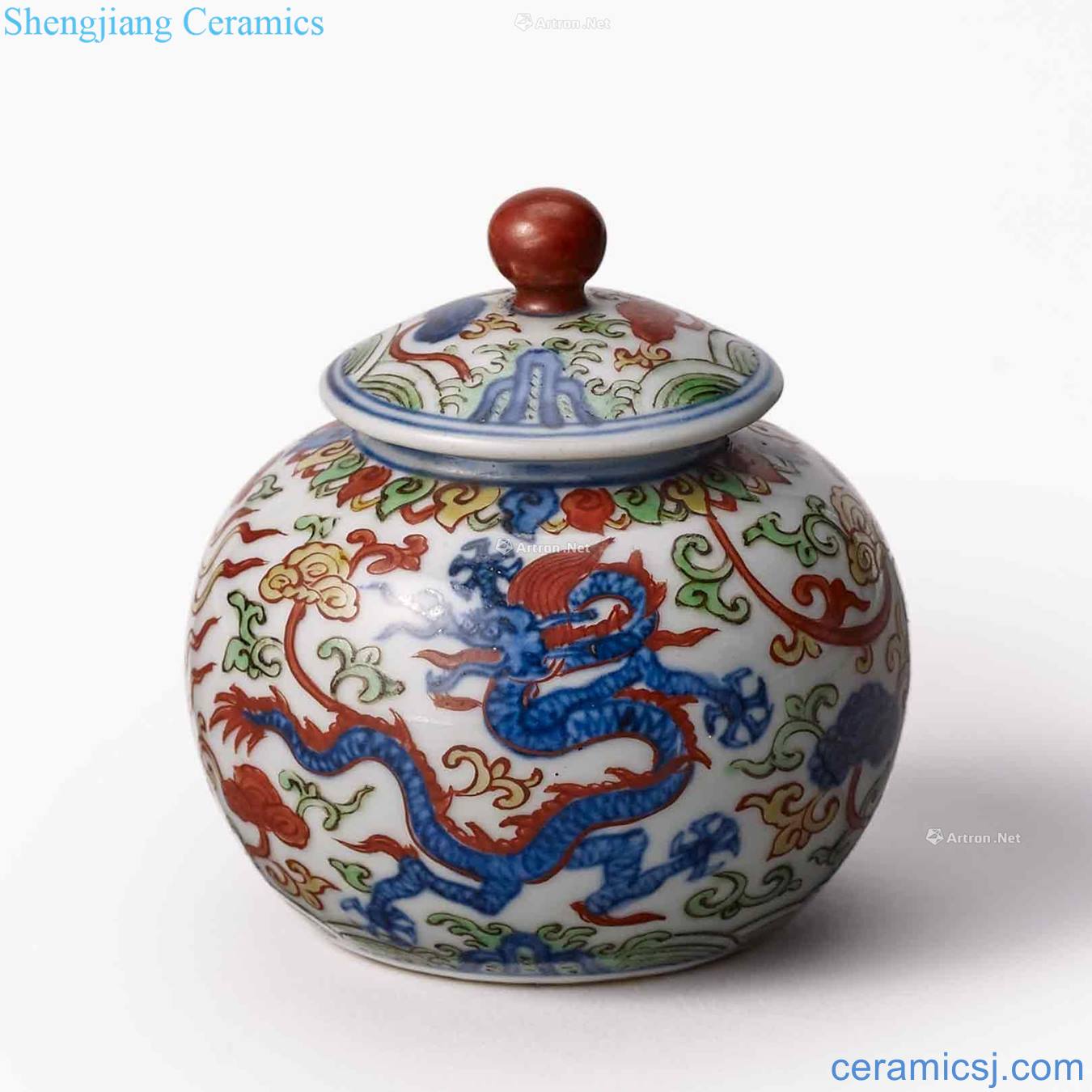 Ming wanli Colorful sea YunLongWen cover pot