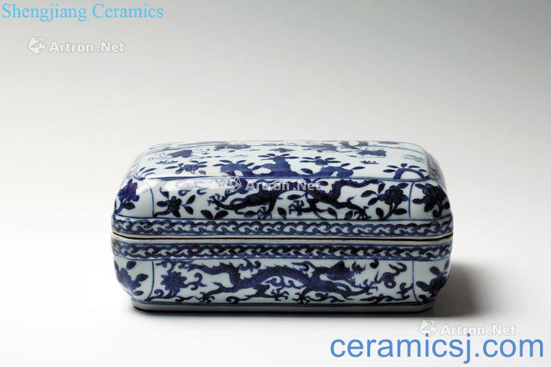 Ming wanli Blue and white cover box of baby play