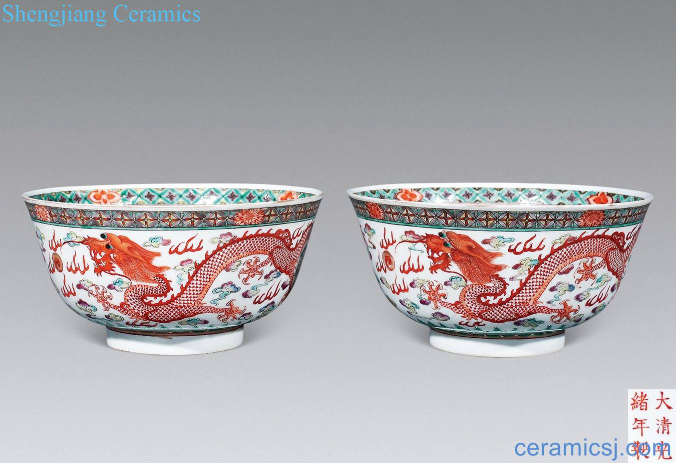 Pastel reign of qing emperor guangxu dragon bowl (a)