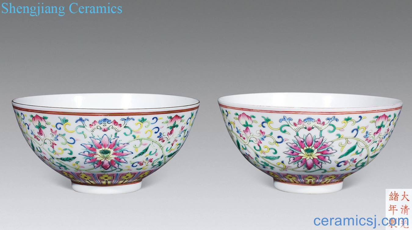 Lotus flower bowl her pastel reign of qing emperor guangxu (a)