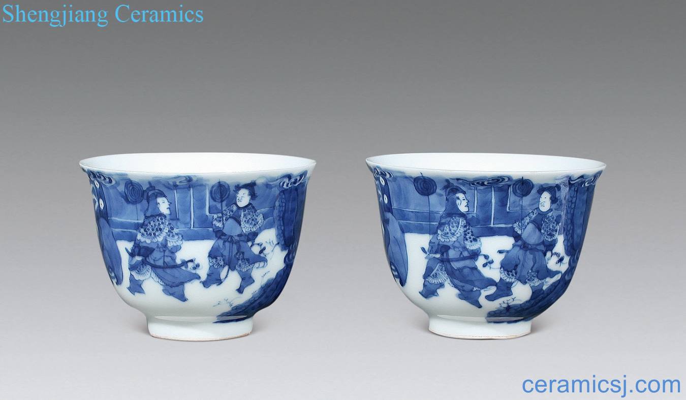 Qing guangxu Blue and white characters cup (a)