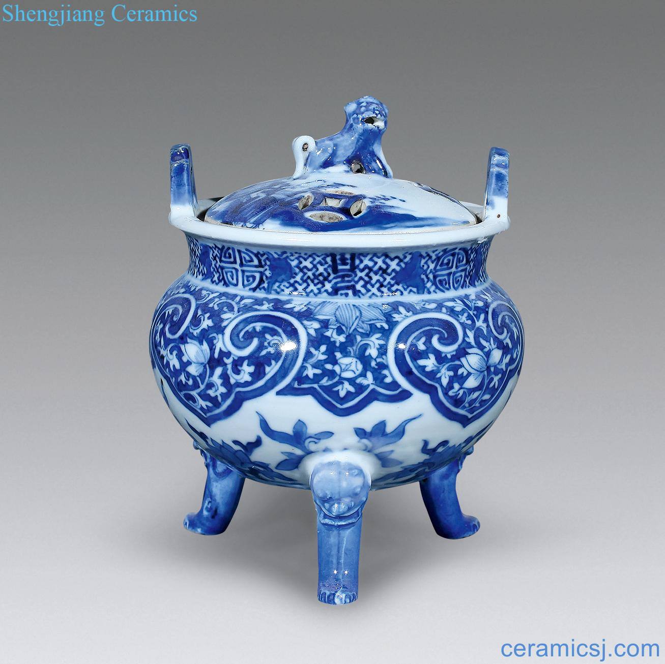 Qing guangxu Blue and white flower sweet fume