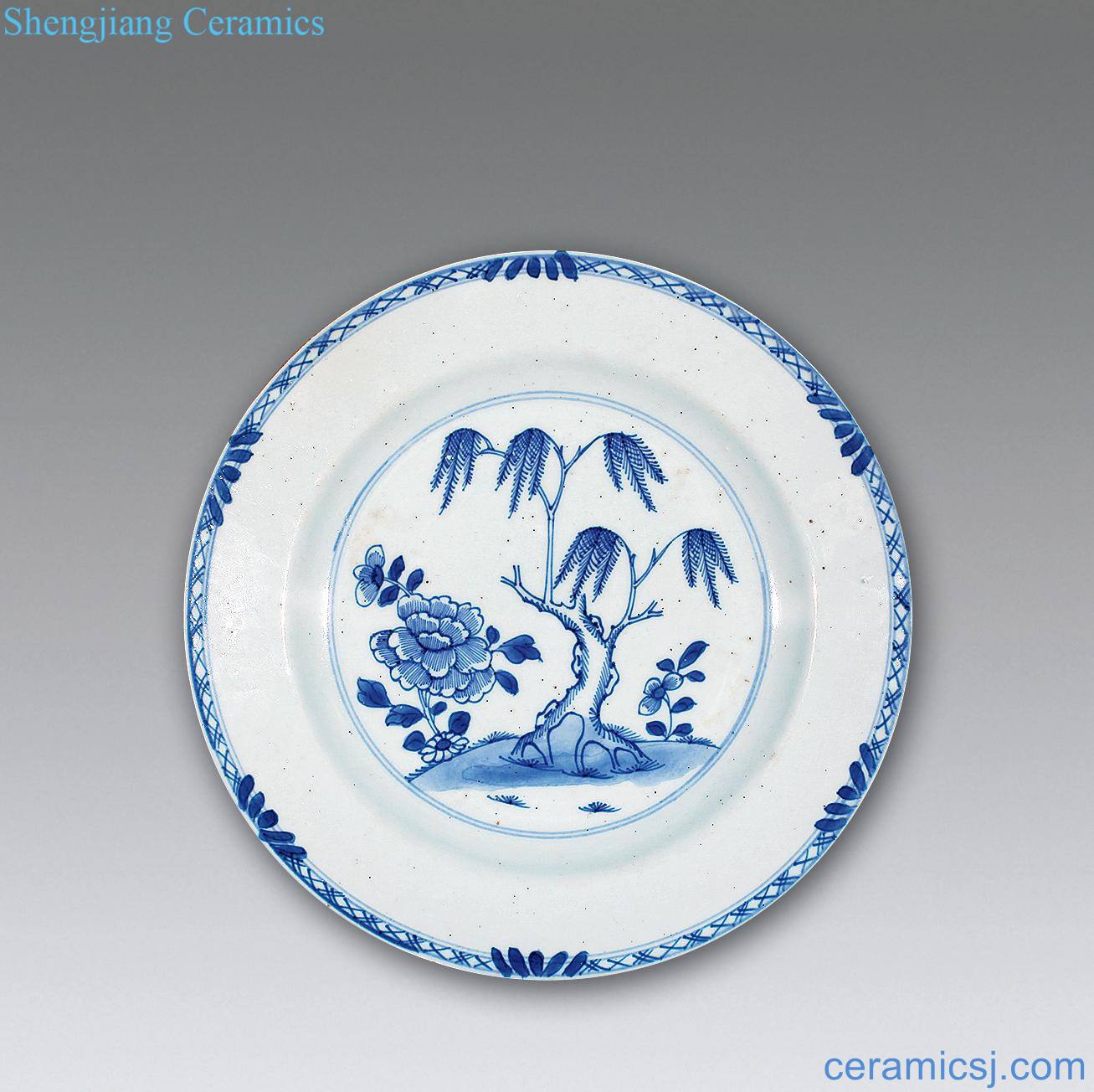 Qing qianlong Blue and white flower tray