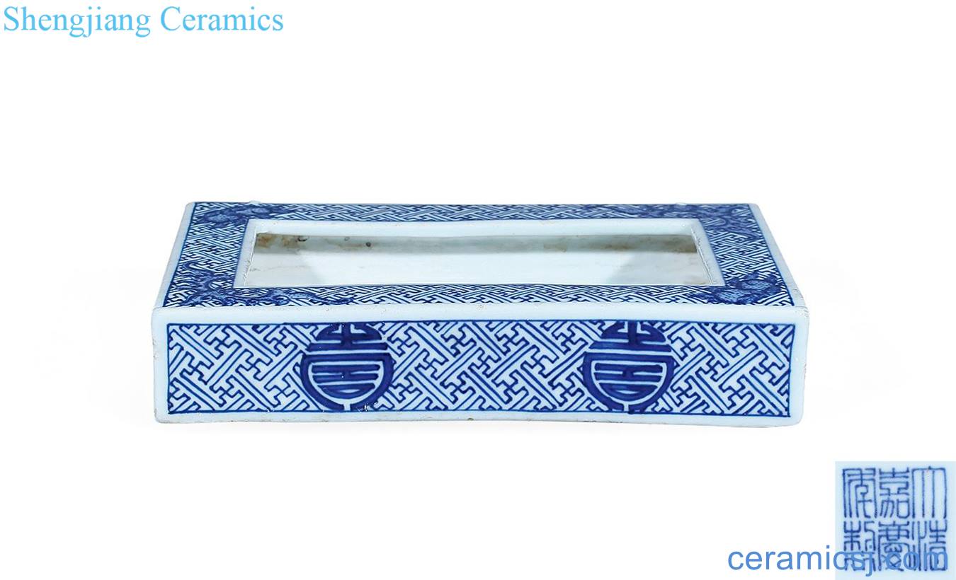 Qing jiaqing Blue and white live lines narcissus basin