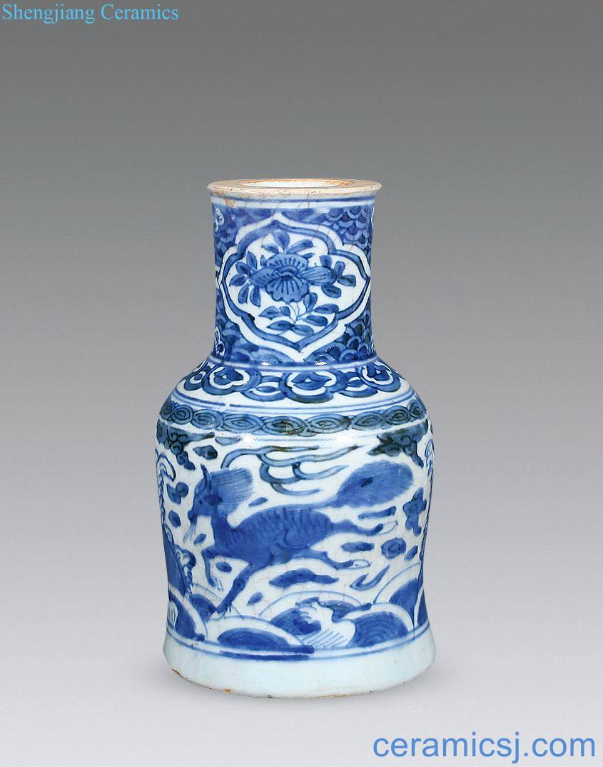 Ming jiajing Blue and white hippocampus grain water bowl seat