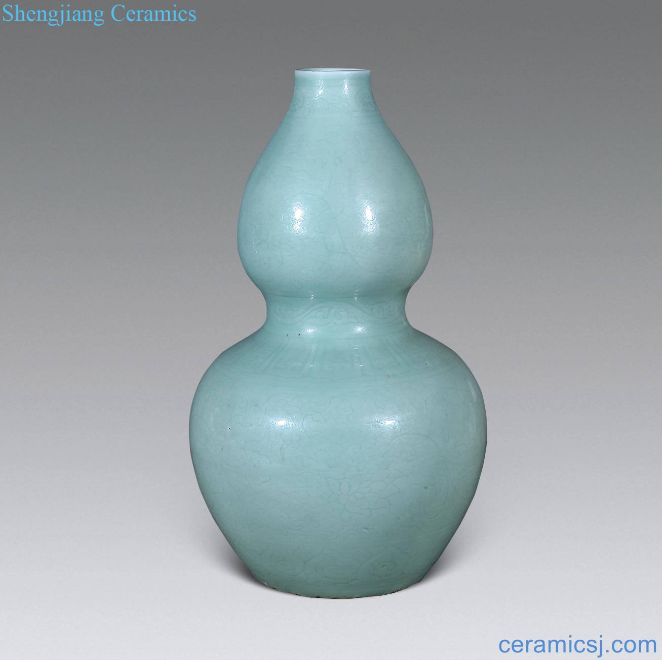 Ming wanli Green white glaze lotus flower grain bottle gourd