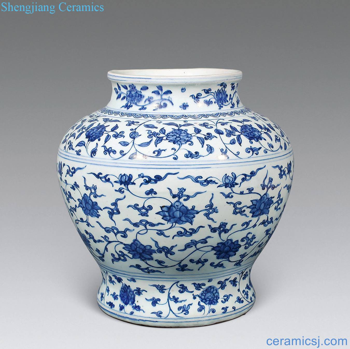 MingZhengDe Blue and white lotus flower pot