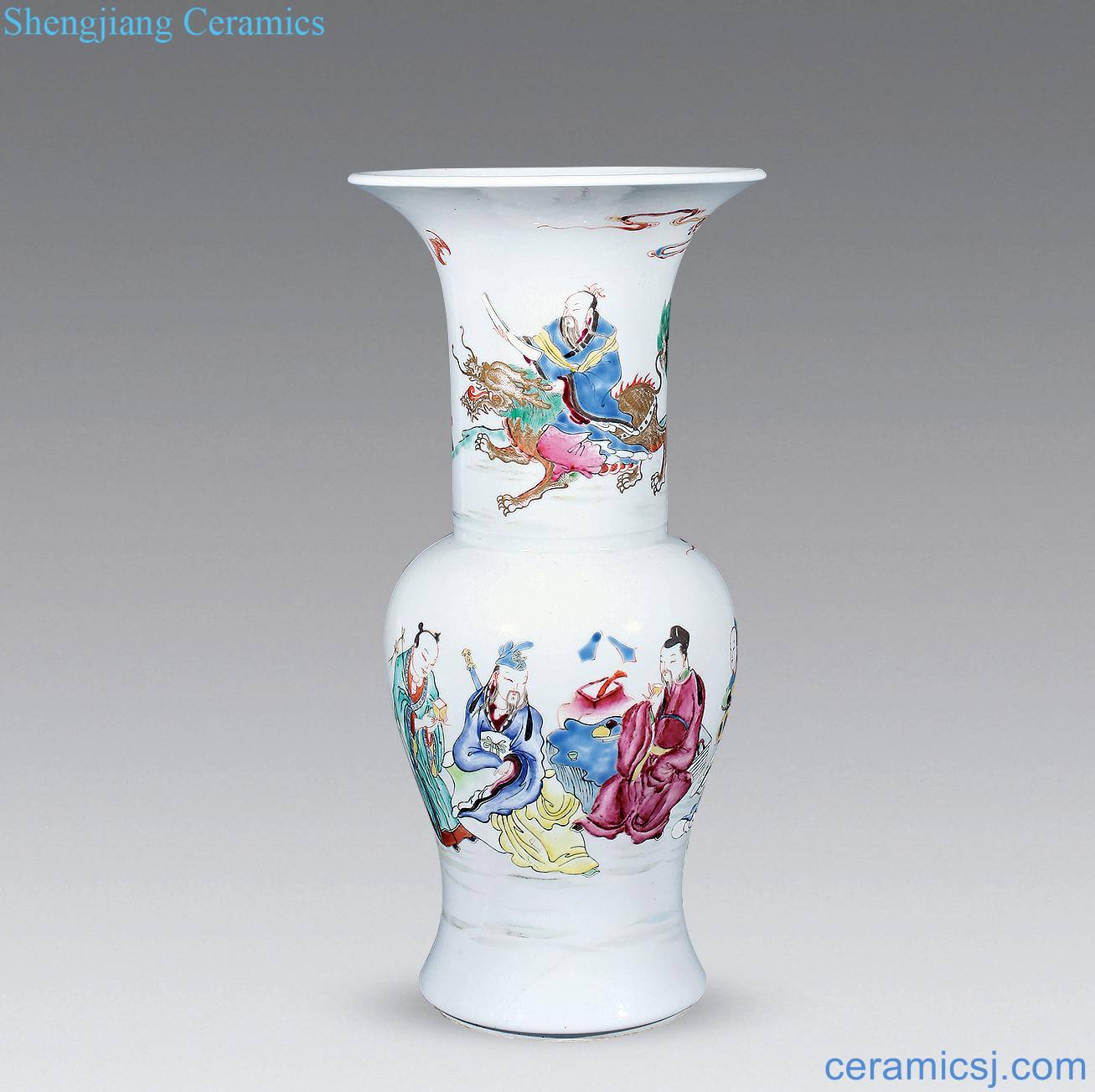Clear pastel group of fairy figure vase with flowers