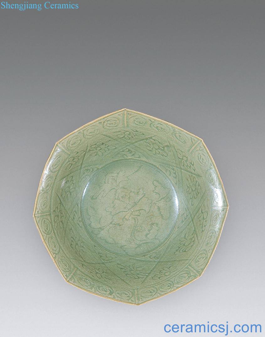 Ming Longquan celadon hand-cut eight square plate