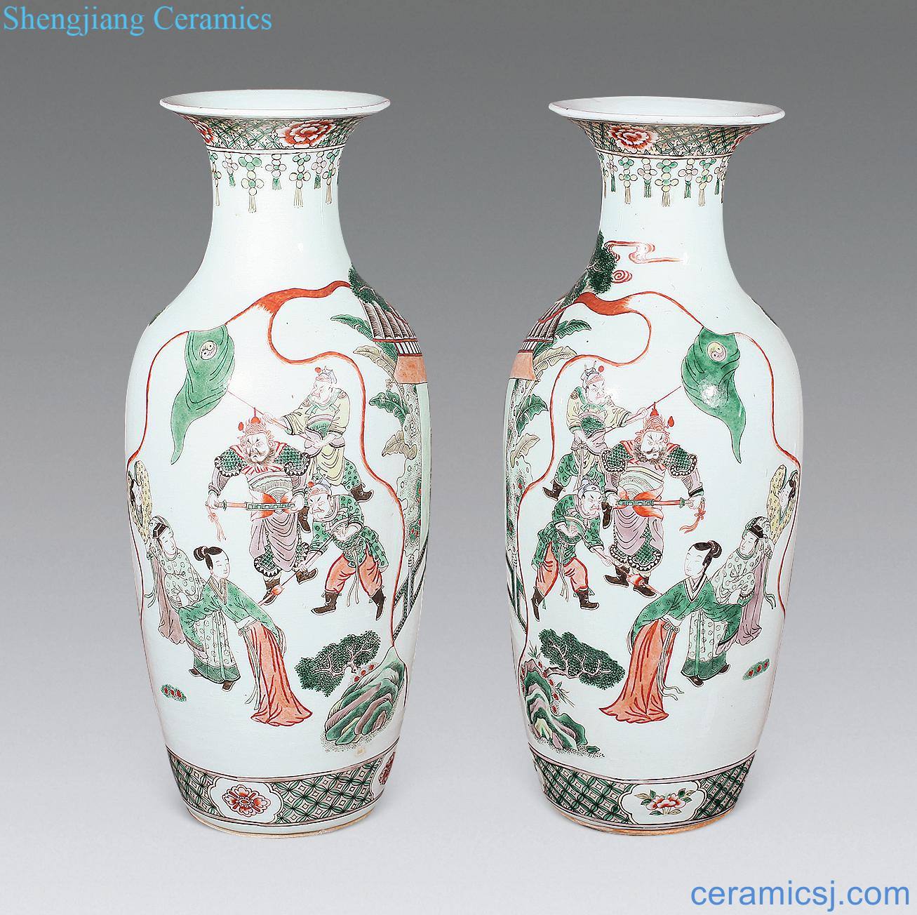 Qing guangxu Colorful stories of west chamber figure bottles (a)