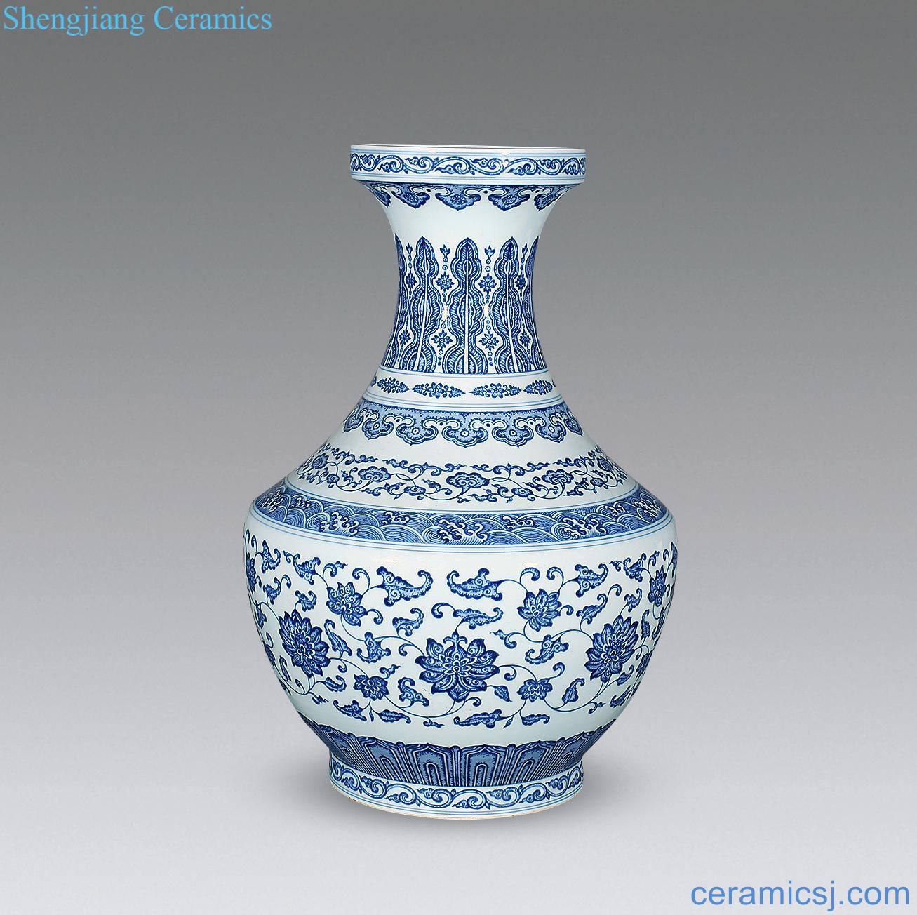 qing Blue and white flower dish honour bound branches