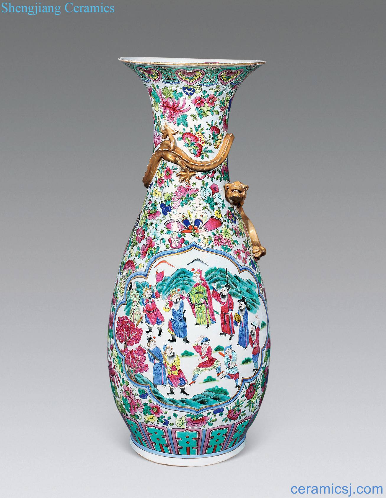 Dragon bottle qing guangxu pastel medallion characters