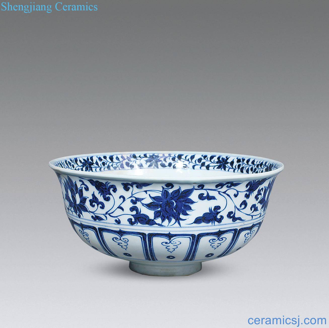 yuan Blue and white dragon big bowl