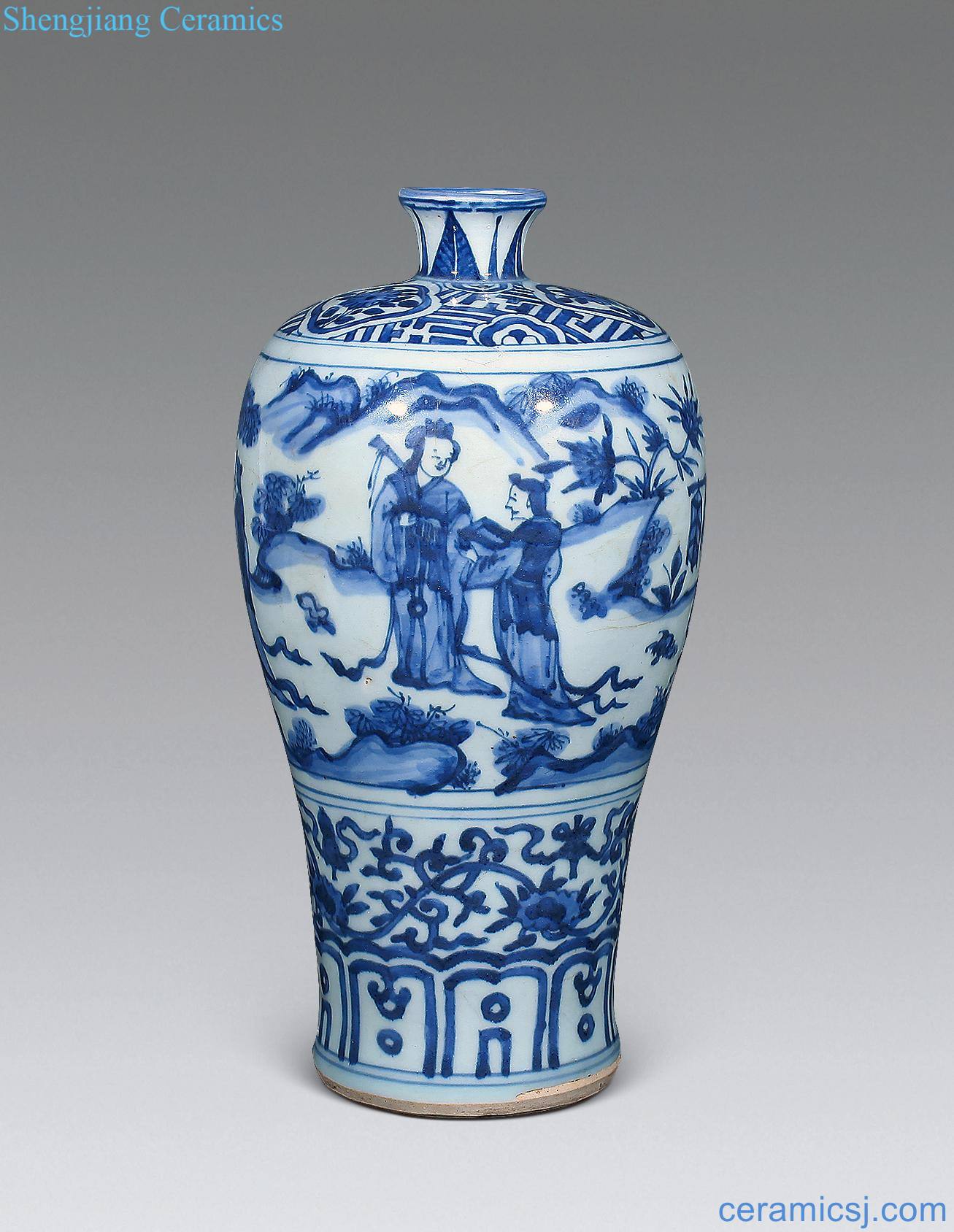 In the late Ming Blue and white plum bottle