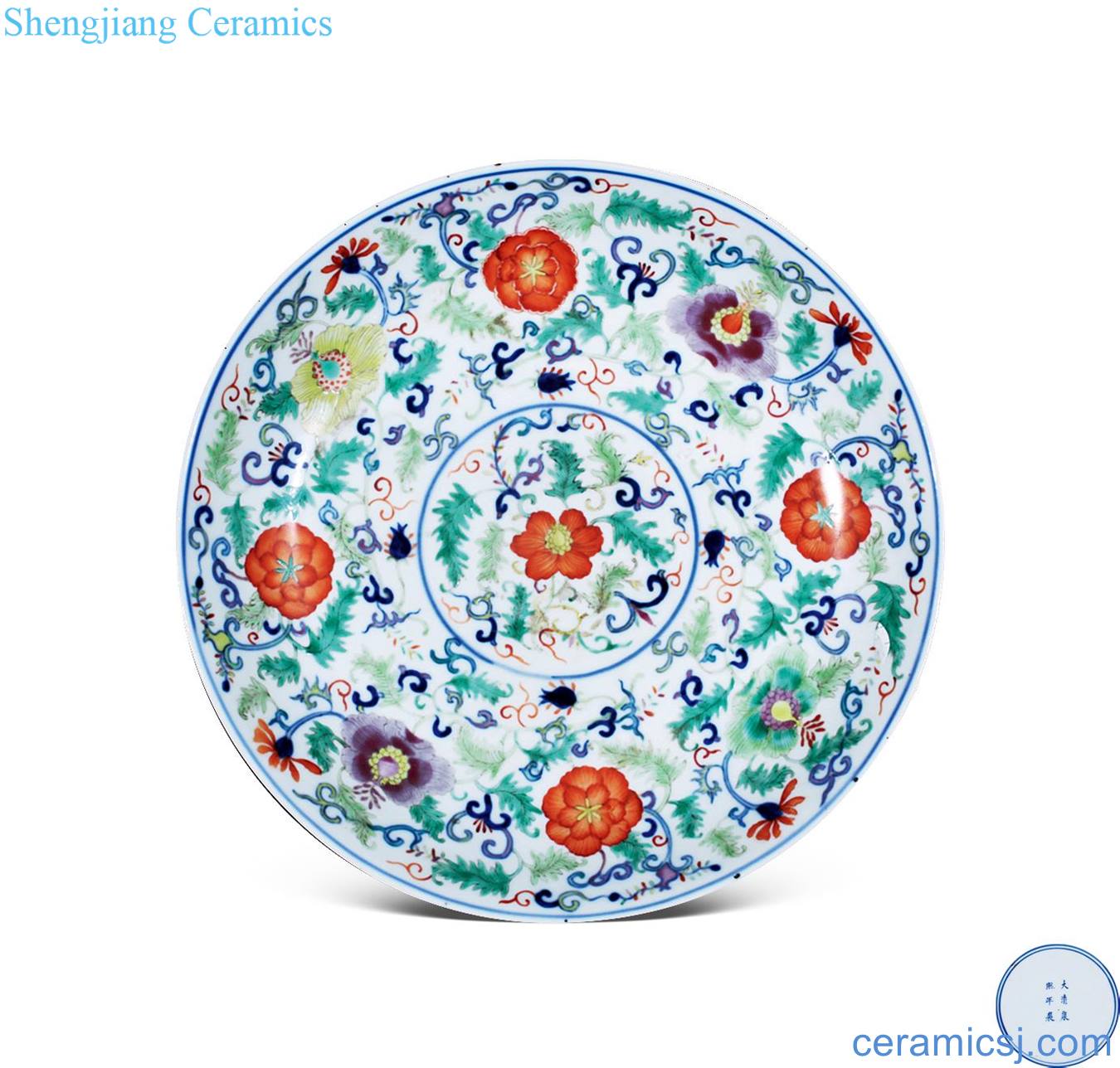 Qing guangxu bucket color flower tray