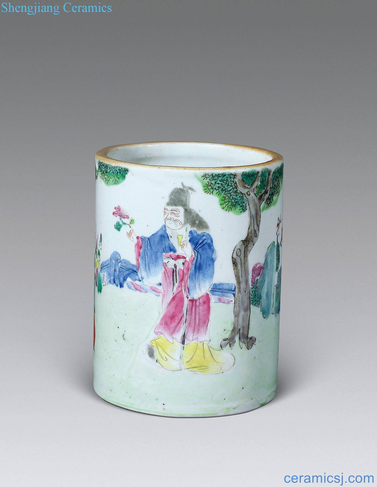 Mid qing pastel Gao Shitu brush pot