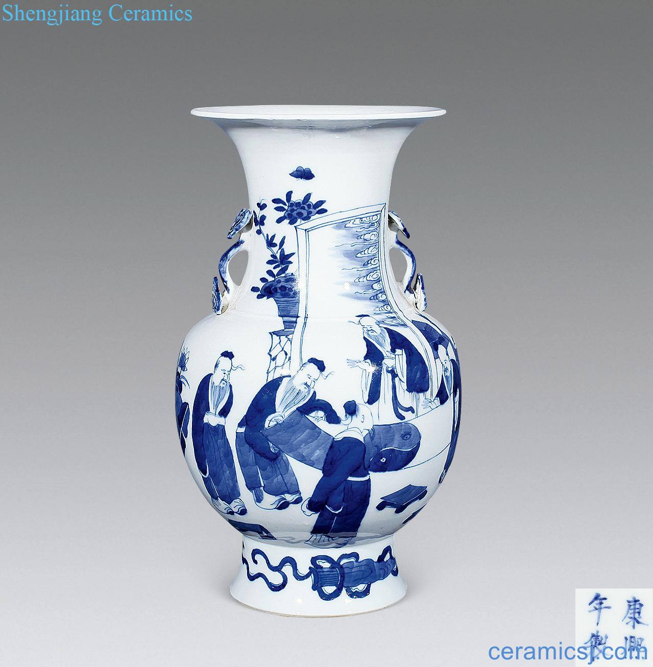 Qing guangxu Blue and white the best ears